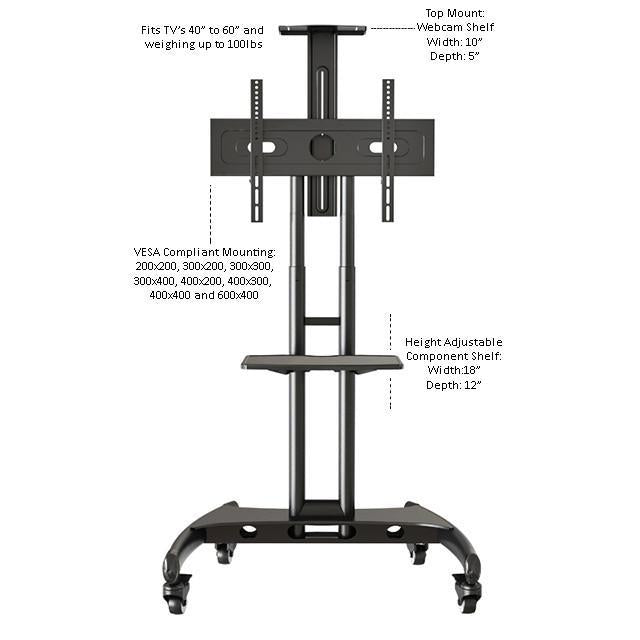 Support TV portatif sur roulettes LED PLASMA LCD 32" à 65" - Simple Boutique