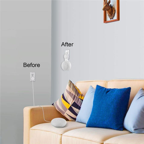 Support de Fixation Murale pour Google Home Mini, Encombrement Réduit, Montage sur Prise Secteur, Gestion du Cordon Blanc