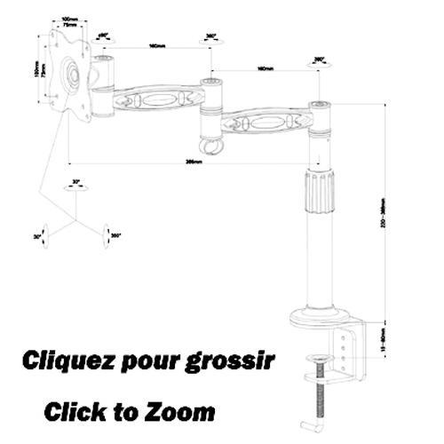 Support de bureau 1 bras articulé pour TV / Moniteur 10 - 27 po - Simple Boutique