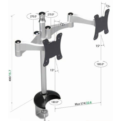 Support de bureau 2 bras articulé pour Moniteur 12-24po argent - Simple Boutique