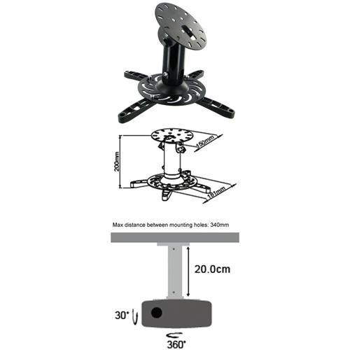 Support pour projecteur universel plafond argent max 33lbs - Simple Boutique
