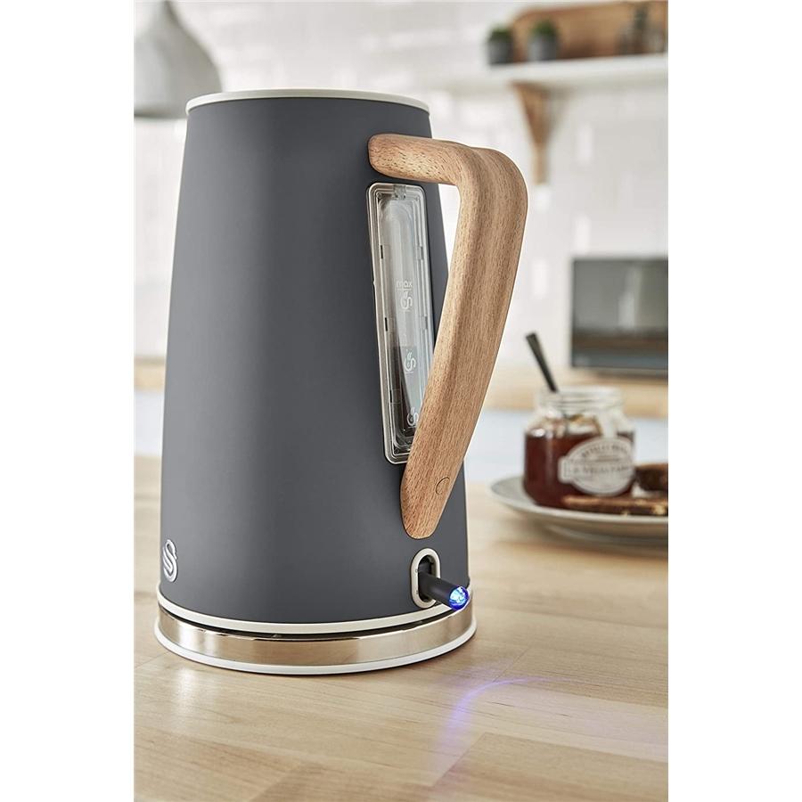 Swan - Bouilloire Électrique de la Collection Nordique, Capacité de 1.7 Litres, 1500 Watts, Gris Mat - Simple Boutique