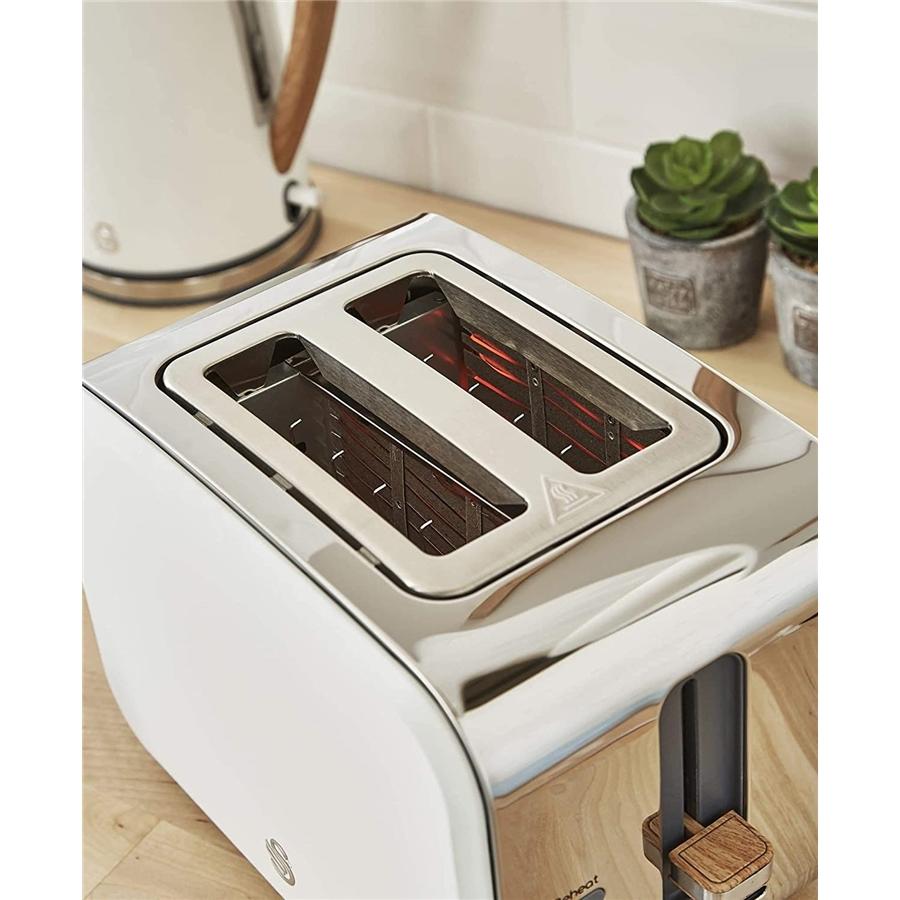 Swan - Grille-Pain 2 Tranches de la Collection Nordique, 900 Watts, Blanc Mat - Simple Boutique