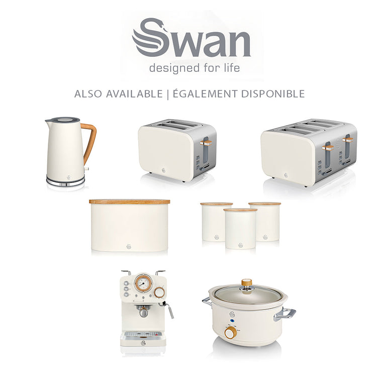 Swan - Grille-Pain 2 Tranches de la Collection Nordique, 900 Watts, Blanc Mat - Simple Boutique