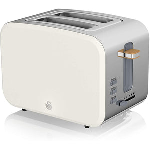 Swan - Grille-Pain 2 Tranches de la Collection Nordique, 900 Watts, Blanc Mat - Simple Boutique