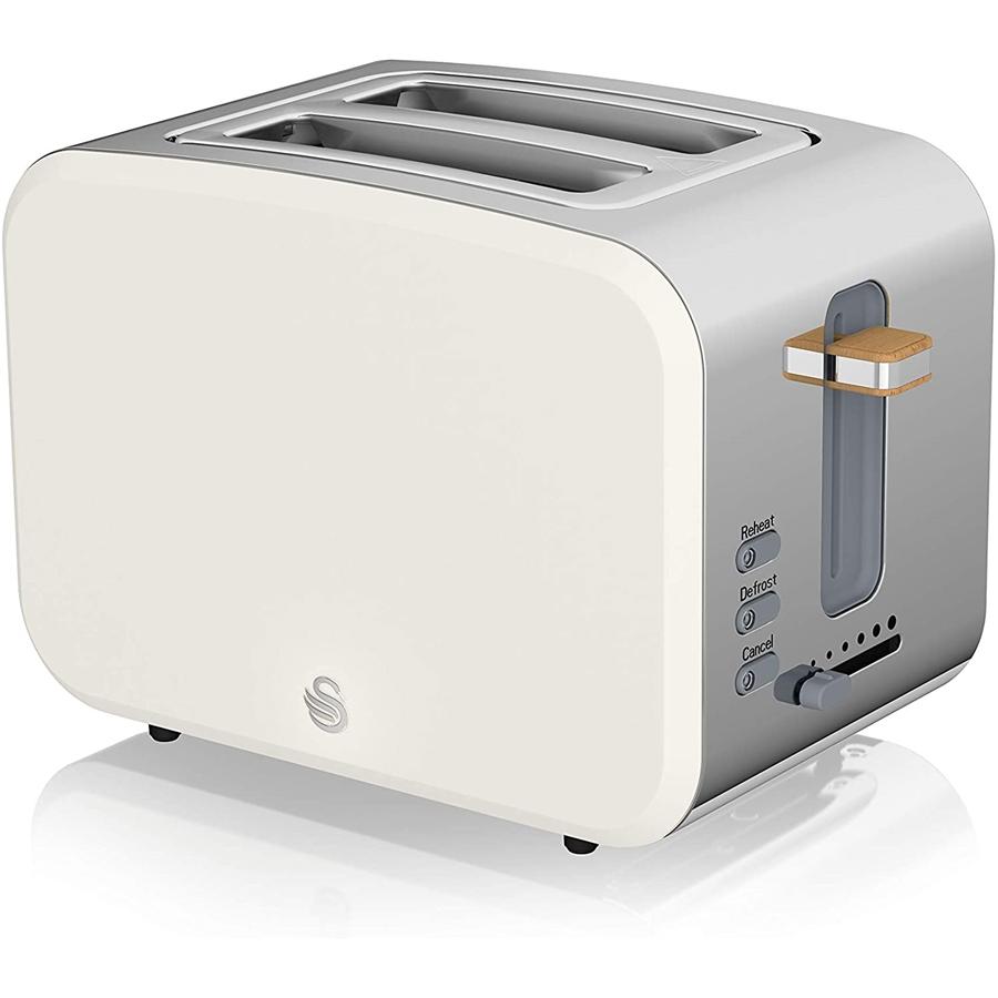 Swan - Grille-Pain 2 Tranches de la Collection Nordique, 900 Watts, Blanc Mat - Simple Boutique