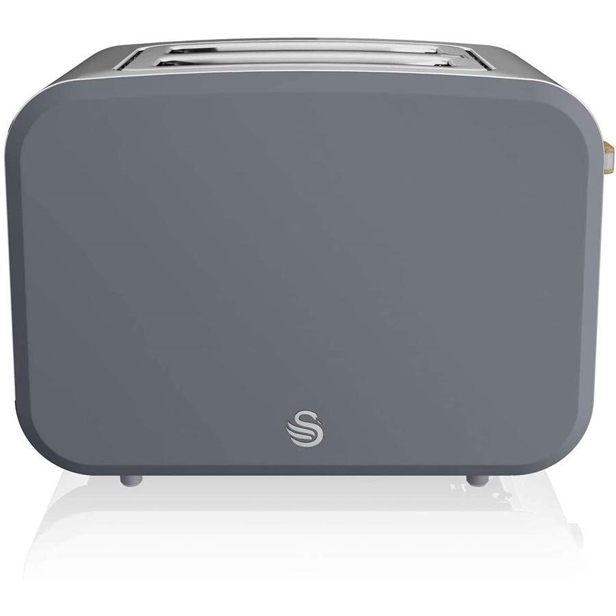 Swan - Grille-Pain 2 Tranches de la Collection Nordique, 900 Watts, Gris Mat - Simple Boutique