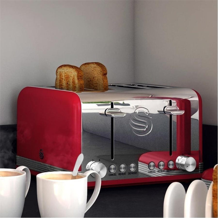 Swan Grille-Pain 4 Tranches Rétro Rouge - Simple Boutique