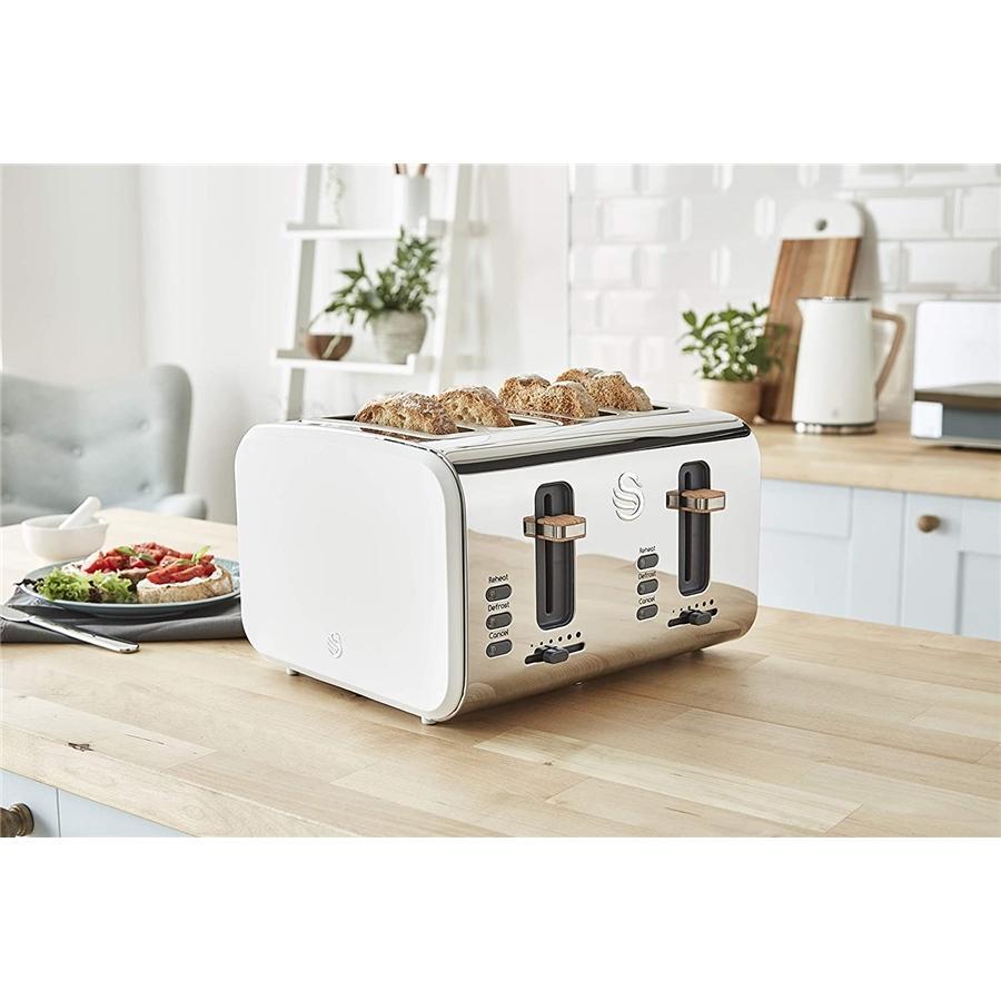 Swan - Grille-Pain 4 Tranches de la Collection Nordic, 1500W, Blanc Mat - Simple Boutique