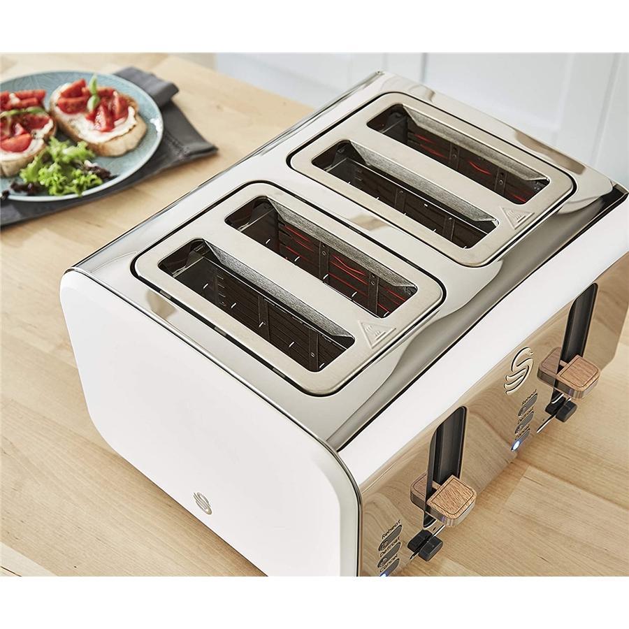 Swan - Grille-Pain 4 Tranches de la Collection Nordic, 1500W, Blanc Mat - Simple Boutique
