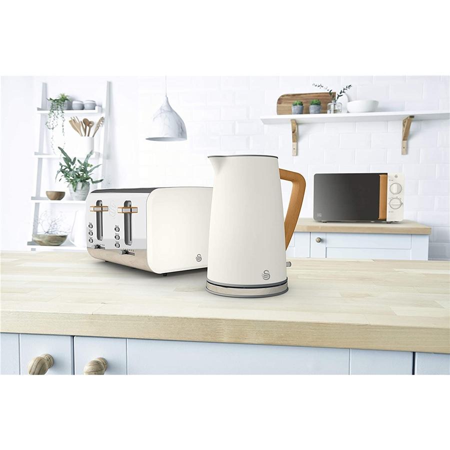 Swan - Grille-Pain 4 Tranches de la Collection Nordic, 1500W, Blanc Mat - Simple Boutique