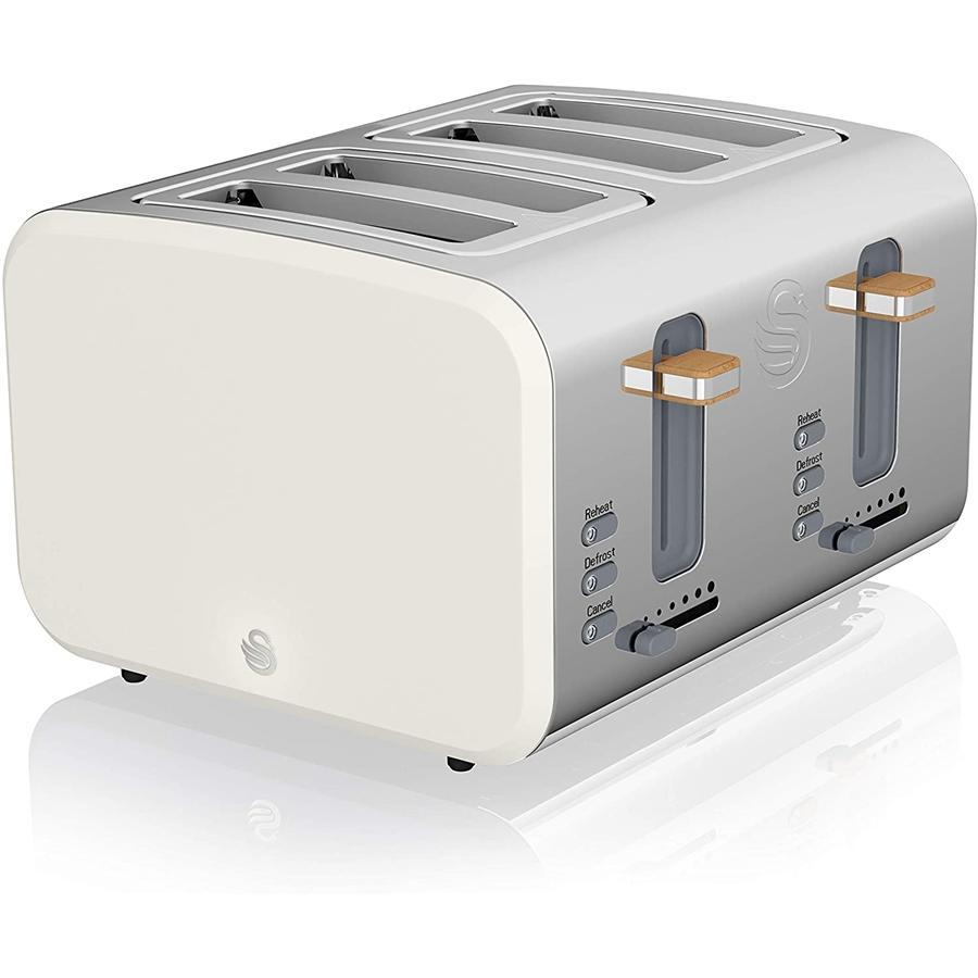 Swan - Grille-Pain 4 Tranches de la Collection Nordic, 1500W, Blanc Mat - Simple Boutique