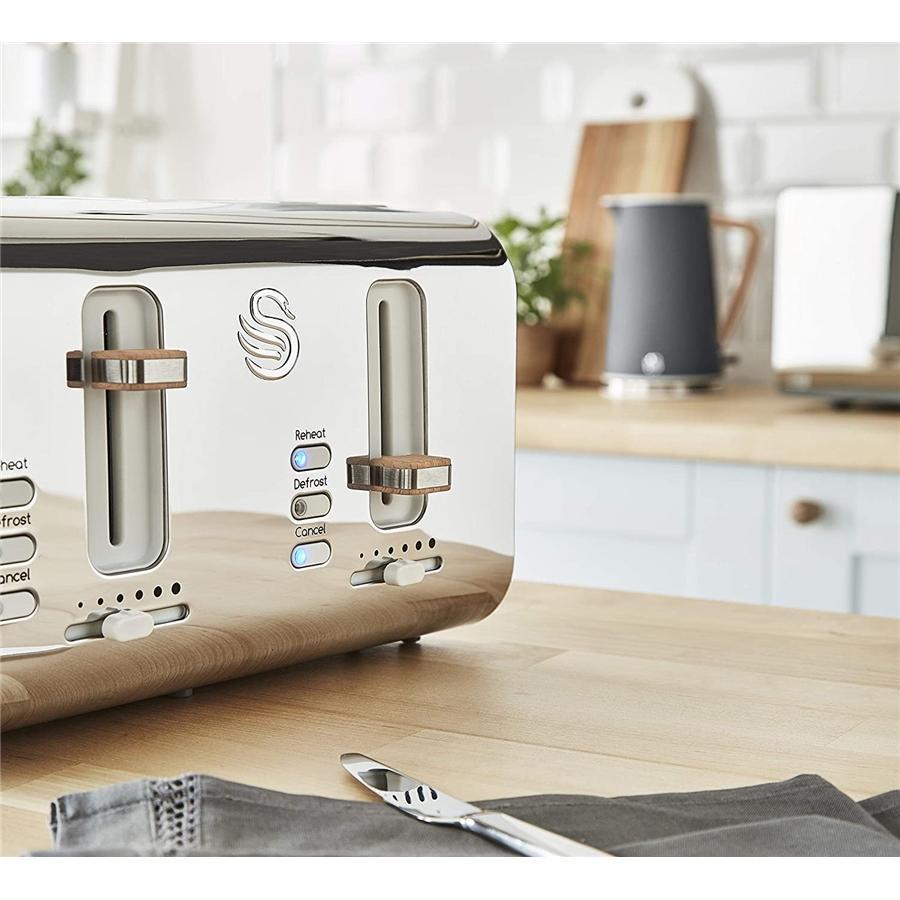 Swan - Grille-Pain 4 Tranches de la Collection Nordic, 1500W, Gris Mat - Simple Boutique