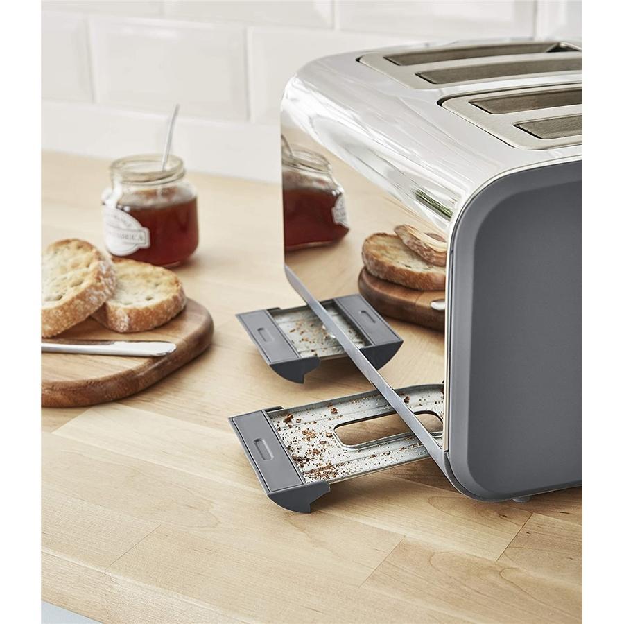 Swan - Grille-Pain 4 Tranches de la Collection Nordic, 1500W, Gris Mat - Simple Boutique