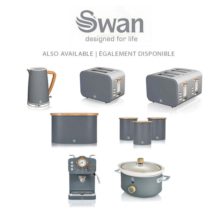 Swan - Grille-Pain 4 Tranches de la Collection Nordic, 1500W, Gris Mat - Simple Boutique