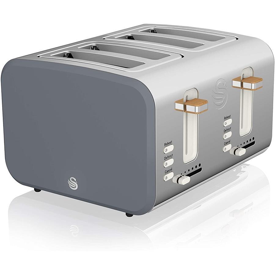 Swan - Grille-Pain 4 Tranches de la Collection Nordic, 1500W, Gris Mat - Simple Boutique