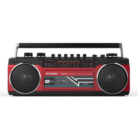Sylvania - BoomBox Rétro Bluetooth et Lecteur Cassette avec Radio FM, Rouge