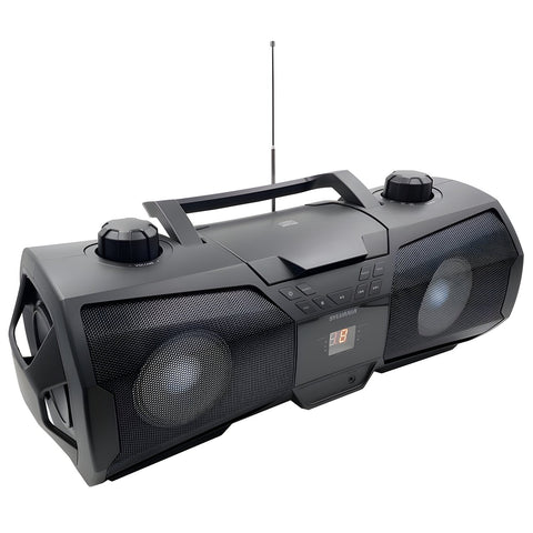Sylvania - Boombox Portable Bluetooth avec Lecteur CD et Prise Auxiliaire, Noir