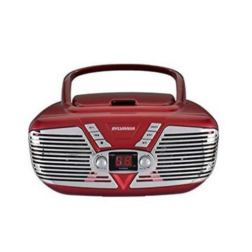 Sylvania CESRCD211-RED Portable Boombox rétro CD avec radio AM/FM Rouge