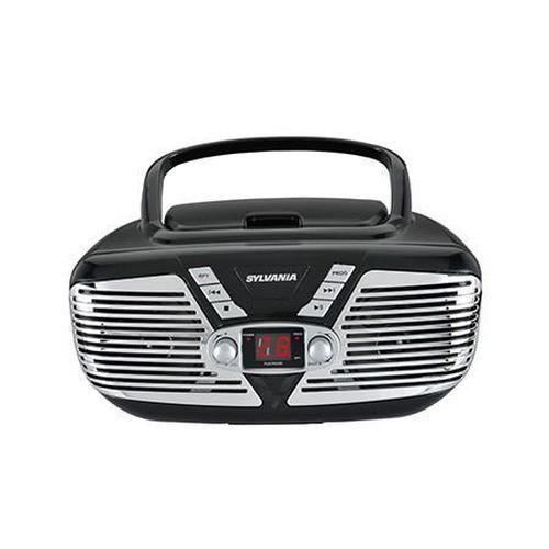 Sylvania CESRCD24311-BLK Portable Boombox CD Radio AM/FM Noir