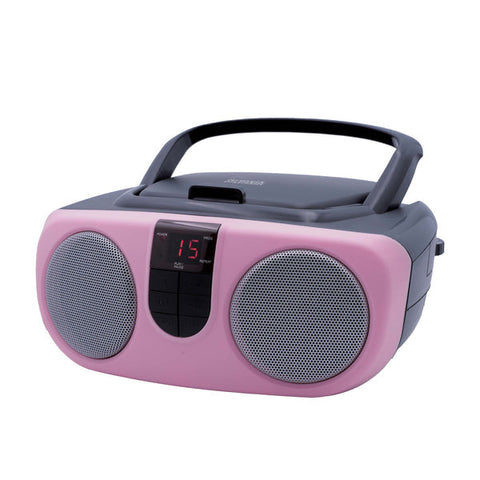 Sylvania CESRCD243M Boombox , Lecteur CD, Radio AM/FM et Prise AUX IN, Rose