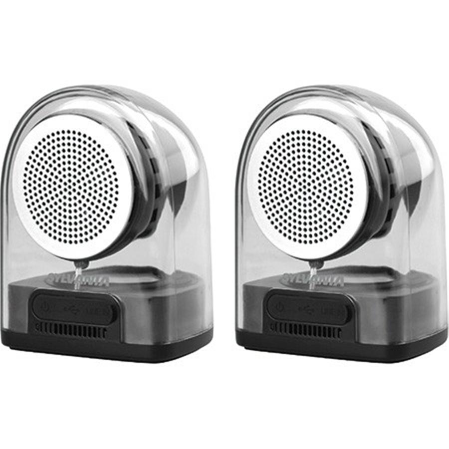 Sylvania - Haut-Parleurs Stéréo Sans-Fil, Bluetooth 4.2 avec Manchon en Silicone, Noir - Simple Boutique