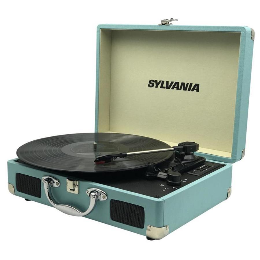 Sylvania - Platine Vinyle avec Haut-Parleurs Intégrés et Sortie USB et RCA, Bleu