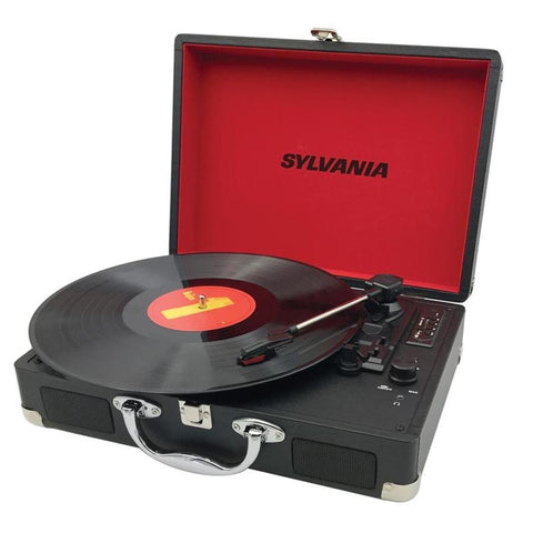 Sylvania - Platine Vinyle avec Haut-Parleurs Intégrés et Sortie USB et RCA, Noir