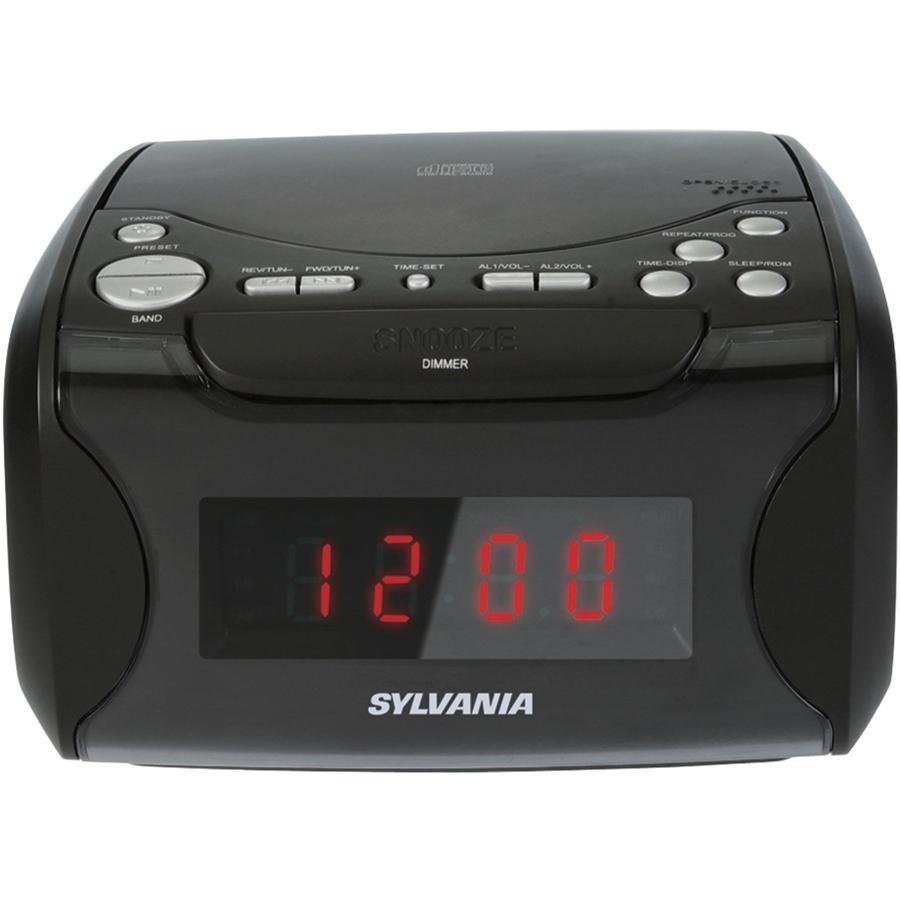 Sylvania SCR4986 Radio-réveil avec Lecteur CD et Chargeur USB Noir