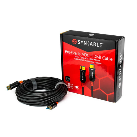 SynCable Câble HDMI 2.0 Optique Actif AOC 4K 60 Hz 18 Gbit/s cULus FT4 15m