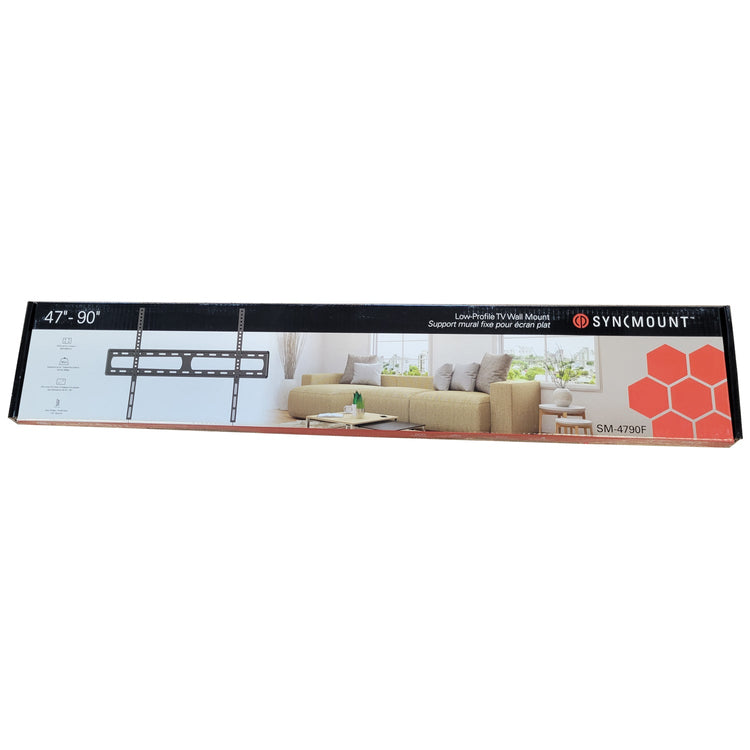 SyncMount SM-4790F Support Mural pour Téléviseur 47" à 90" Fixe à Profile Bas Noir - Simple Boutique