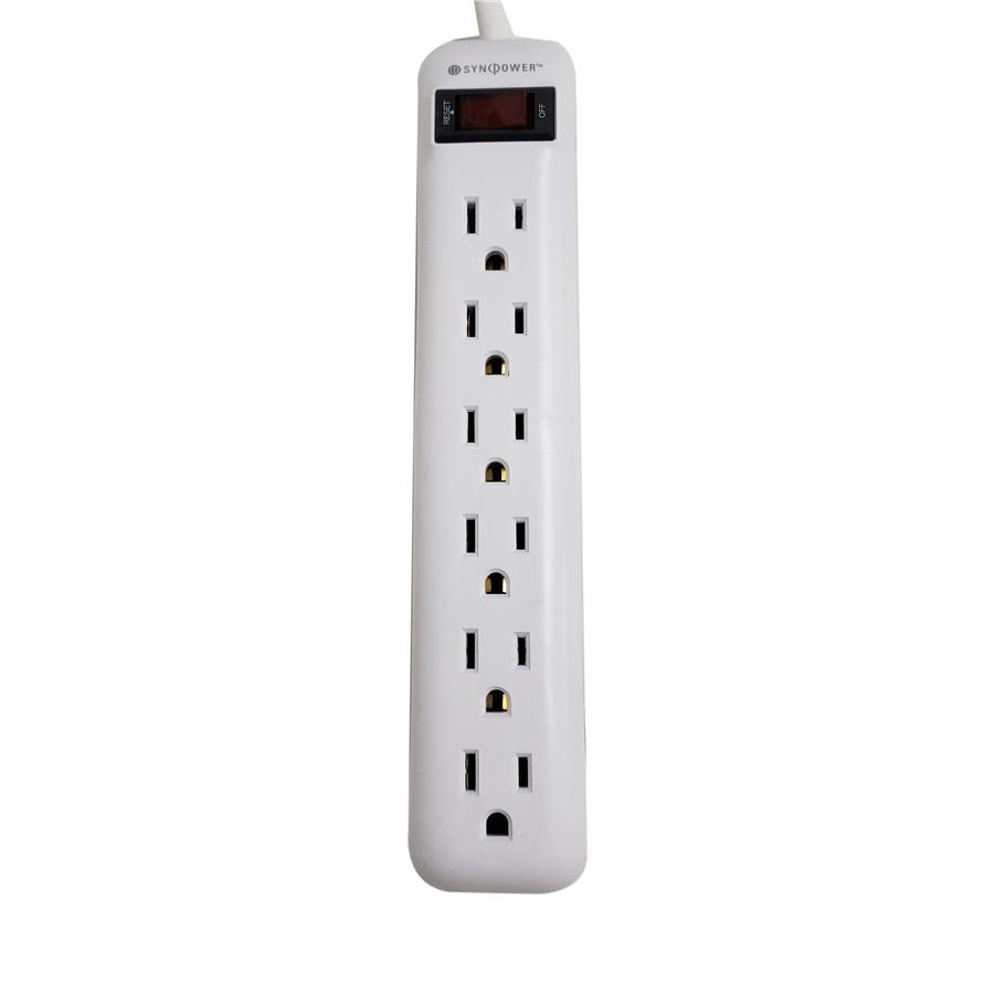 SyncPower SP-6PB-W Barre d'alimentation d'Intérieur 6 Prises, Blanc - Simple Boutique