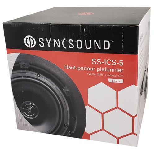 SyncSound SS-ICS-5 Haut-Parleurs Plafond Encastrés 5.25" 2 Voies 60 Watts 8 Ohms Vendu En Paire Blanc Sans Bordure - Simple Boutique