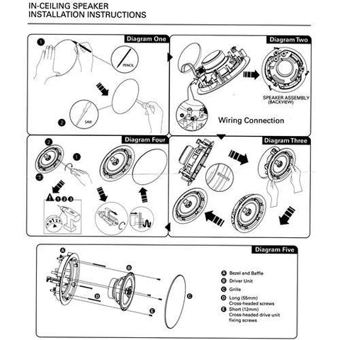 SyncSound SS-ICS-5 Haut-Parleurs Plafond Encastrés 5.25