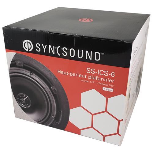 SyncSound SS-ICS-6 Haut-Parleurs Plafond Encastrés 6.5" 2 Voies 70 Watts 8 Ohms Vendu En Paire Blanc Sans Bordure - Simple Boutique