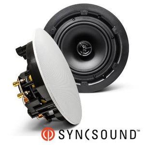 SyncSound SS-ICS-6 Haut-Parleurs Plafond Encastrés 6.5" 2 Voies 70 Watts 8 Ohms Vendu En Paire Blanc Sans Bordure - Simple Boutique