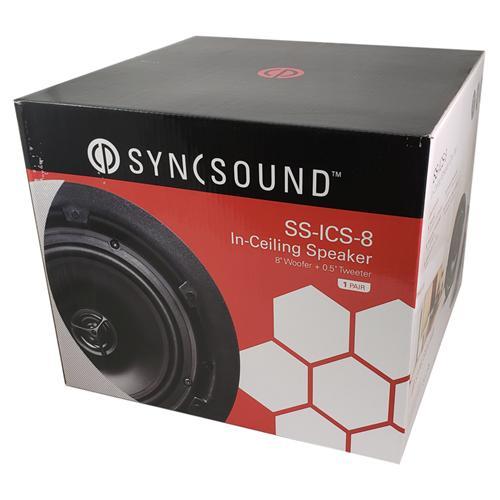 SyncSound SS-ICS-8 Haut-Parleurs Plafond Encastrés 8" 2 Voies 90 Watts 8 Ohms Vendu En Paire Blanc Sans Bordure - Simple Boutique