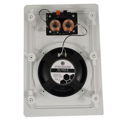 SyncSound SS-IWS-6 Haut-Parleurs Muraux Encastrés 70 Watts 8 Ohms 6.5" 1 Paire Blanc - Simple Boutique