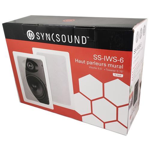 SyncSound SS-IWS-6 Haut-Parleurs Muraux Encastrés 70 Watts 8 Ohms 6.5" 1 Paire Blanc - Simple Boutique