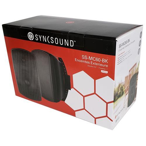 SyncSound SS-MC60-BK Haut-Parleurs Intérieur-Extérieur 6.5" 100W 8 Ohms Avec Support Mural Inclus Noir - Simple Boutique