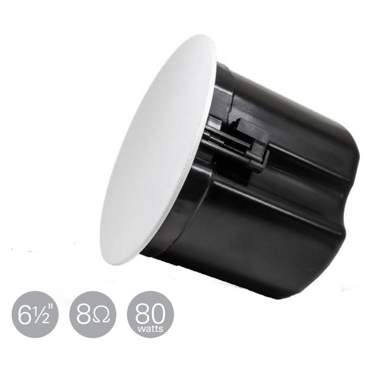 SyncSystem SS-ICS-6E Haut-Parleur Encastré 6.5 '' Woofer + 0.5 '' Tweeter, Boîte Arrière Intégrée, Gris - Simple Boutique