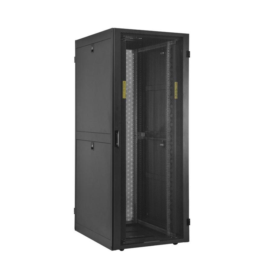 SyncSystem SSYS-RACK-42-SV Cabinet de Serveur 42U avec Porte Grillagée, Entièrement Assemblé, Noir
