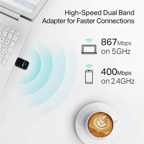 TP-Link Archer T3U Adaptateur USB Wi-Fi à Double Bande, 2,4 GHz 200 Mbps/5 GHz 433 Mbps, Pour Windows ou Mac OS, Noir