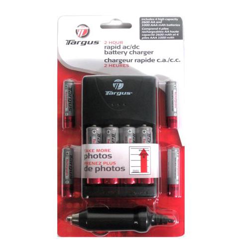 Targus Chargeur de Batteries AC ou DC12v + batteries 4xAA, 4xAAA - Simple Boutique