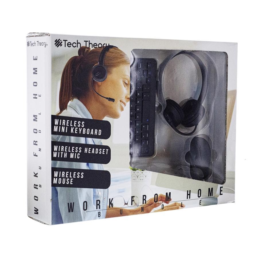 Tech Theory - Ensemble Pour le Télé-Travail Comprend Clavier Bluetooth, Souris Sans-Fil et Casque d'écoute Sans-Fil, Noir - Simple Boutique