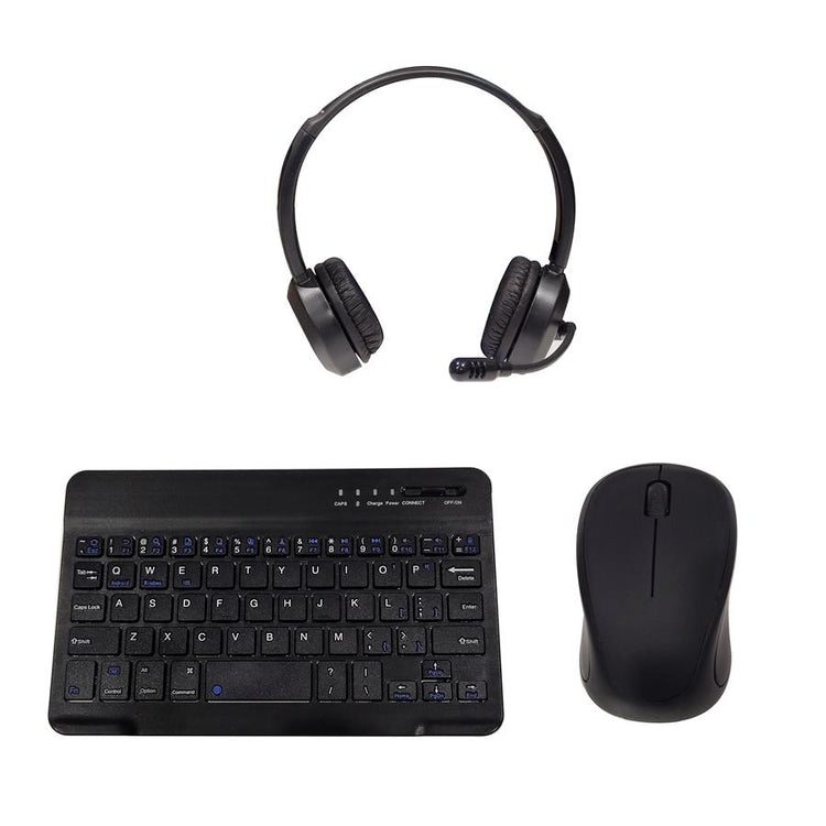 Tech Theory - Ensemble Pour le Télé-Travail Comprend Clavier Bluetooth, Souris Sans-Fil et Casque d'écoute Sans-Fil, Noir - Simple Boutique