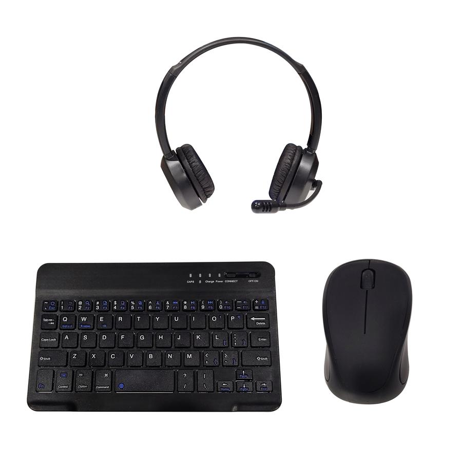 Tech Theory - Ensemble Pour le Télé-Travail Comprend Clavier Bluetooth, Souris Sans-Fil et Casque d'écoute Sans-Fil, Noir - Simple Boutique