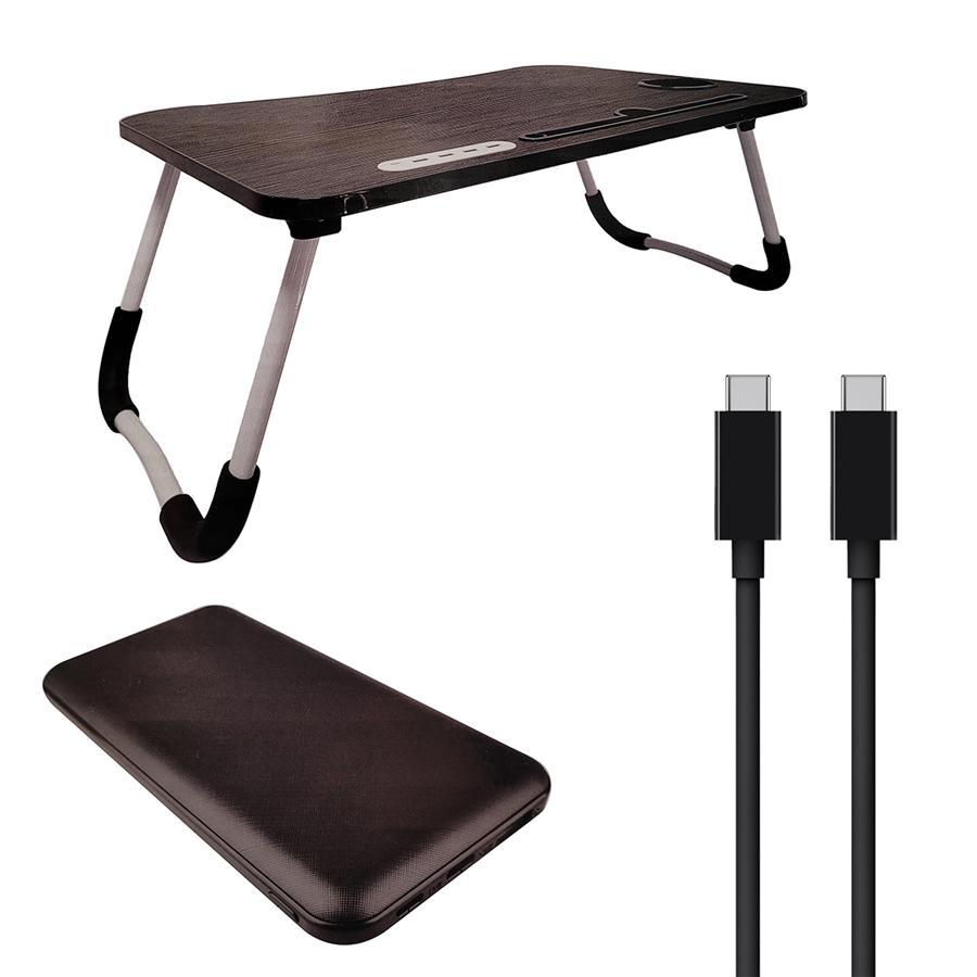 Tech Theory - Ensemble d'accessoire pour Ordinateur Portable, Support Avec Ports USB, Banque de Recharge 10000MaH et Câble Type-C, Noir - Simple Boutique