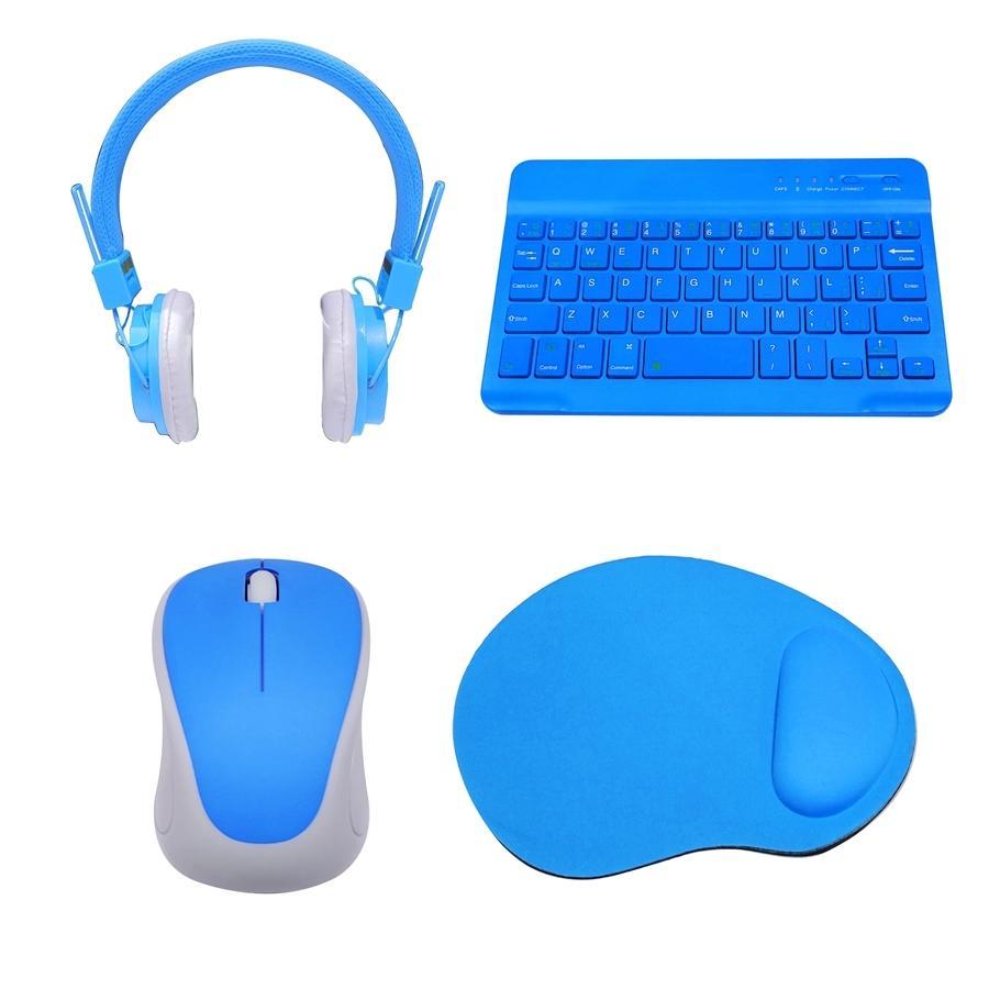 Tech Theory - Ensemble pour l'école à la Maison, Comprend Clavier Bluetooth, Souris Sans-Fil, Casque d'écoute Filaire et Tapis de Souris, Bleu - Simple Boutique