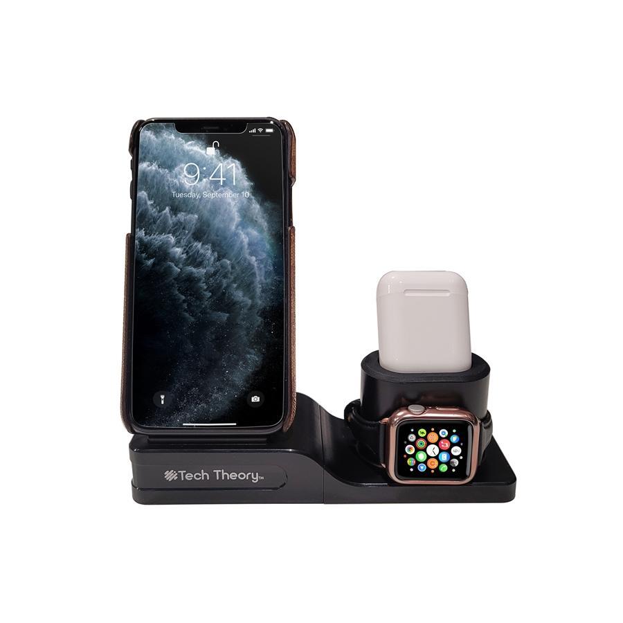 Tech Theory - Station de Chargement 3 en 1 pour Téléphone, Montre Intelligente et Écouteurs, Noir - Simple Boutique
